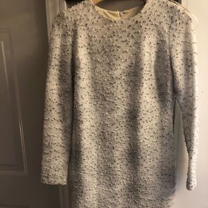 White long sleeve mini dress with sparkle